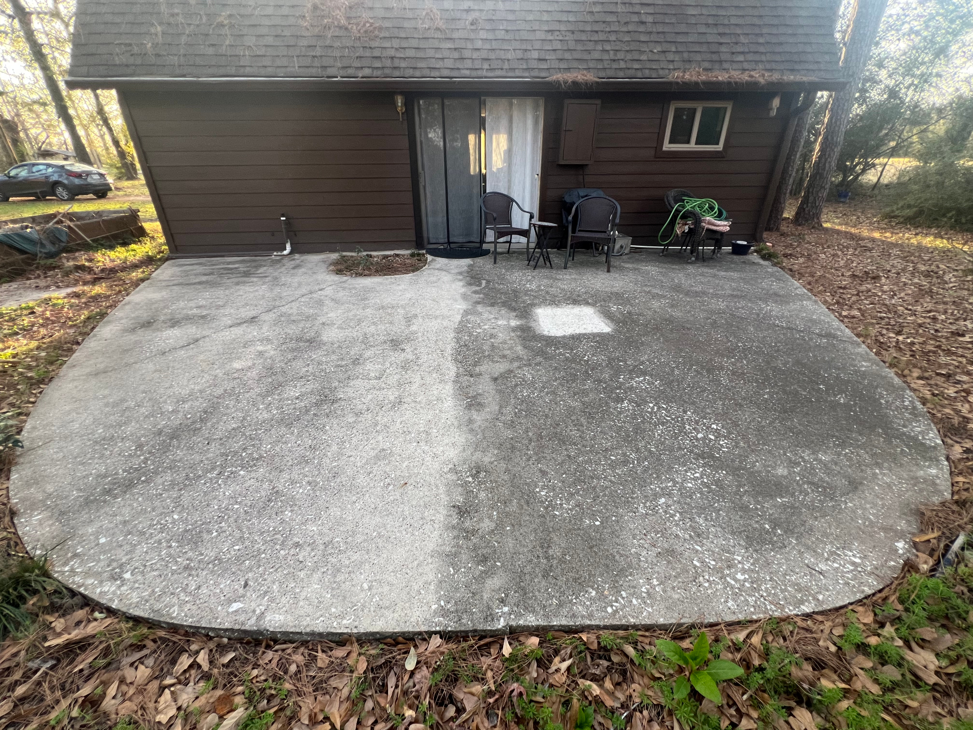 Patio in early spring at thirty-one months after third winter